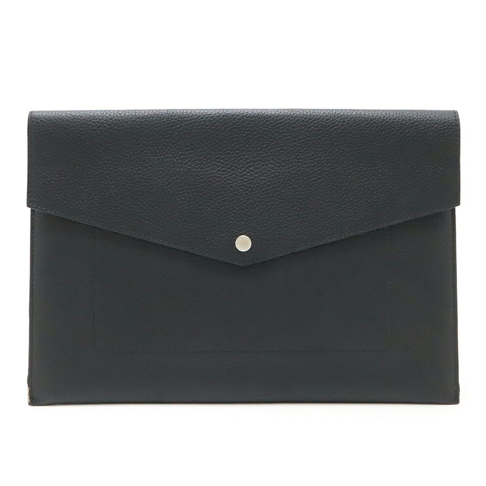 Louis Vuitton LOUIS VUITTON Pochette Envelope Clutch Bag in Taurillon Leather Noir Black (M62250) Size ONE SIZE - 1 Thumbnail