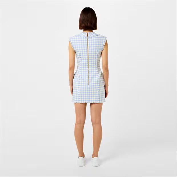 Balmain o1g2r1mq0924 Mini Dress in White & Blue Size S / US 4 / IT 40 - 6 Thumbnail