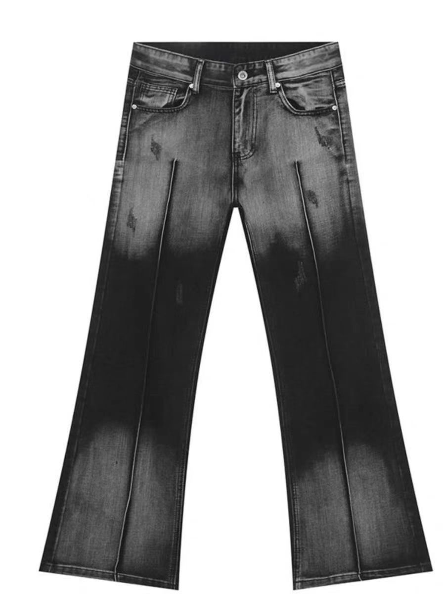 Japanese Brand × Jean Color blocking retro washed micro flared jeans Size US 32 / EU 48 - 5 Thumbnail