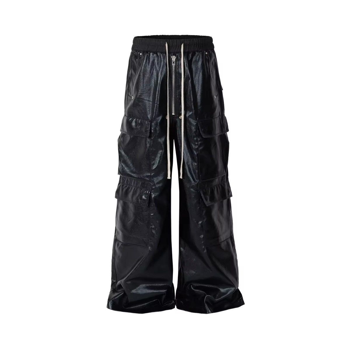 Designer × Jean Streetwear Baggy PU Leather Jeans Pants Size US 33 - 1 Thumbnail