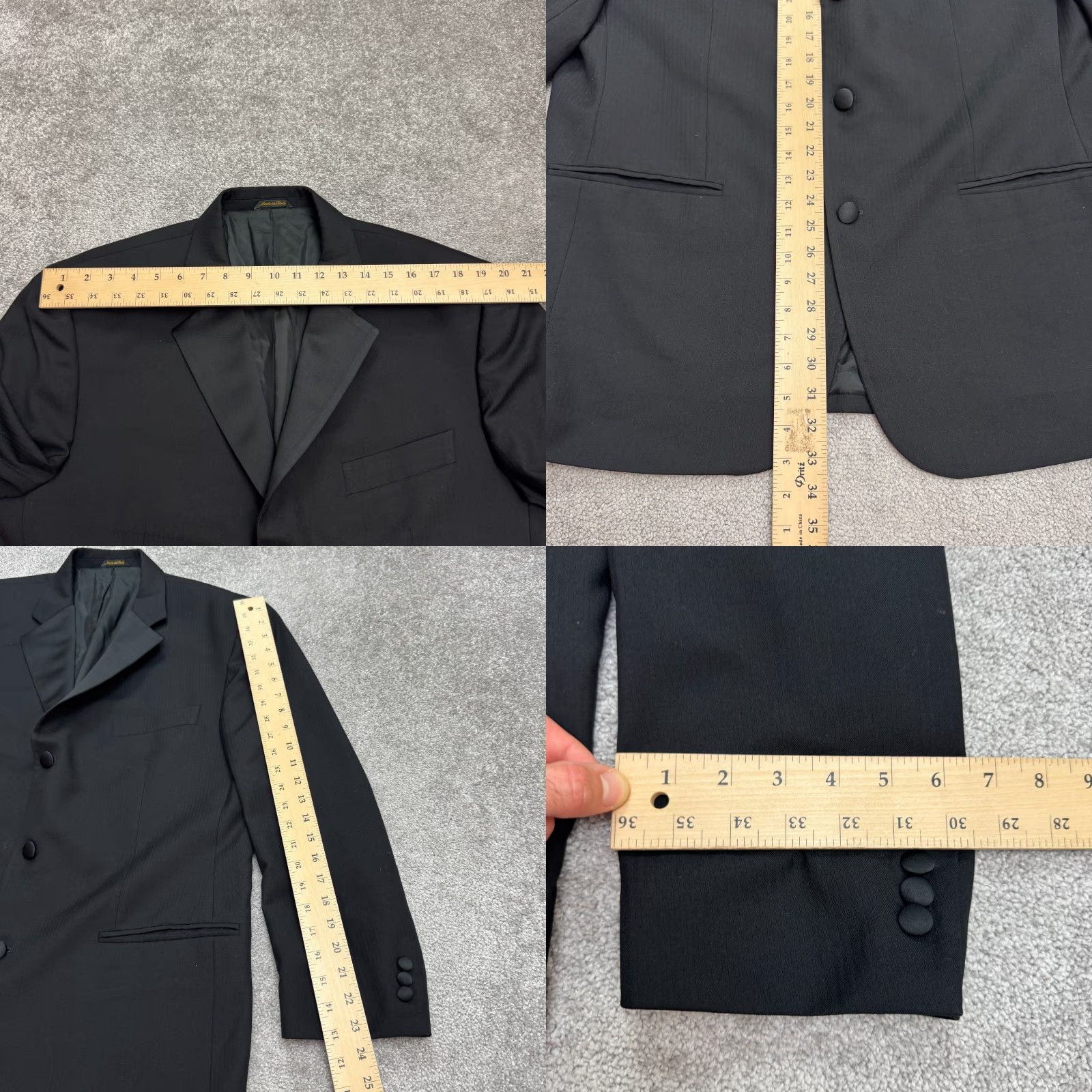 Vintage VINTAGE Guabello Blazer Jacket Mens 44R Black Wool Three-Button Notch Lapel Single-Breasted 3-Button 46 Chest Italy Classic Designer Size 44R - 10 Thumbnail