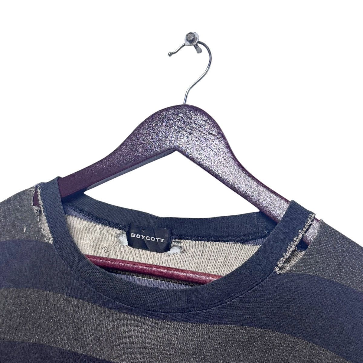 Distressed Thrashed Stripes Tee Shirt