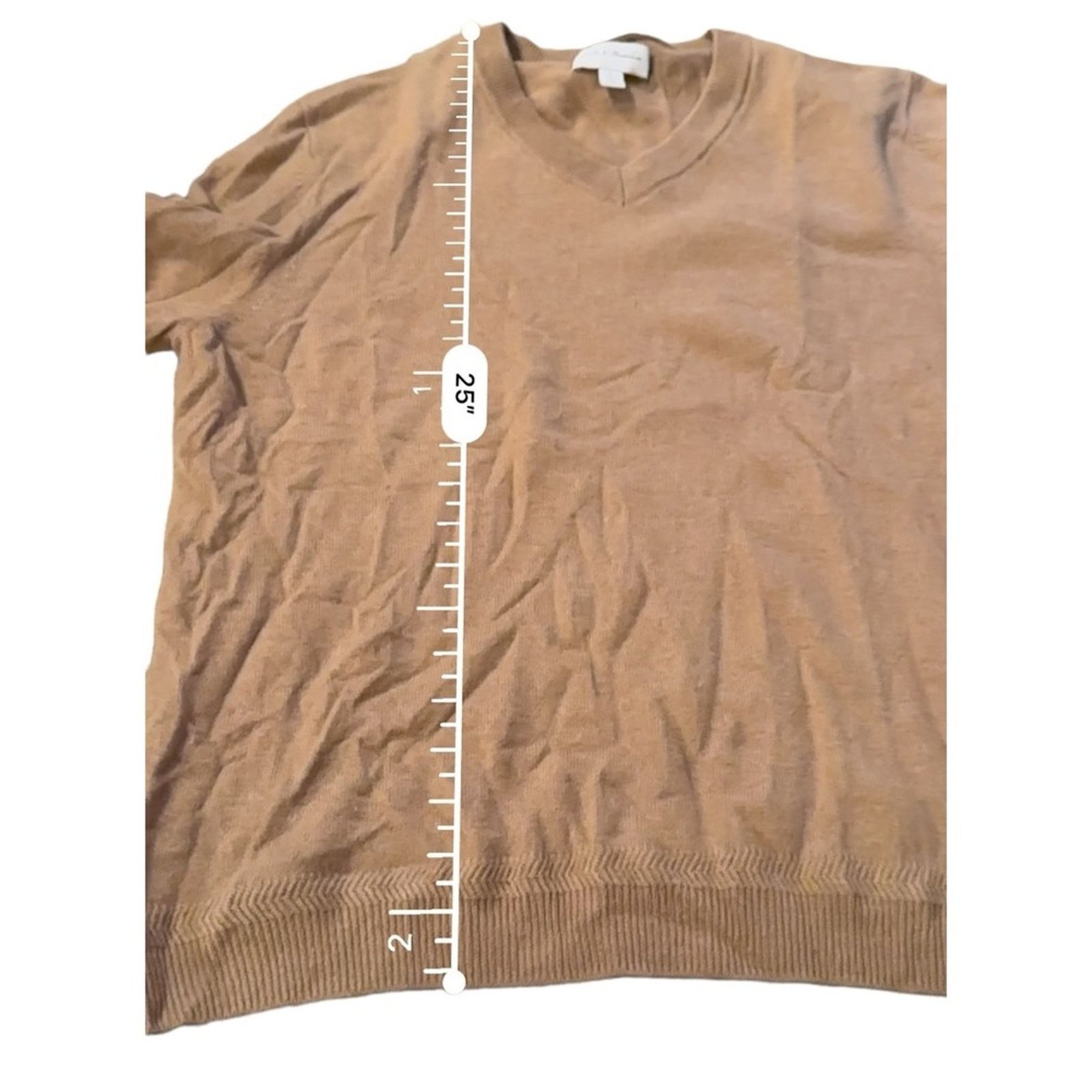 Nordstrom John W. Nordstrom Cashmere Tan Long Sleeve V Neck Sweater L Size US L / EU 52-54 / 3 - 10 Thumbnail