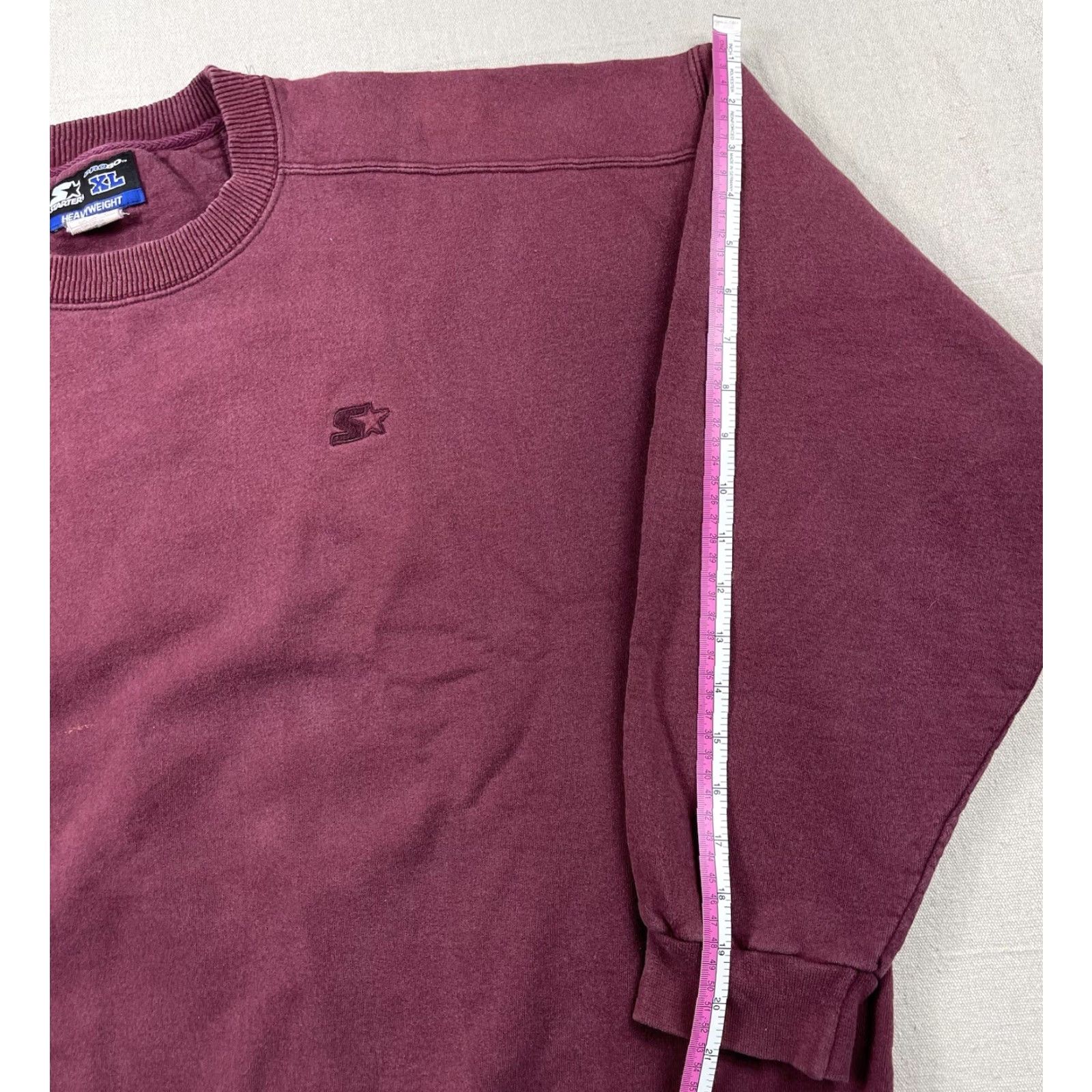 Starter VINTAGE Starter 90s XL Crewneck Sweatshirt Mens Pro80 Heavyweight Maroon Blank Size US XL / EU 56 / 4 - 5 Thumbnail