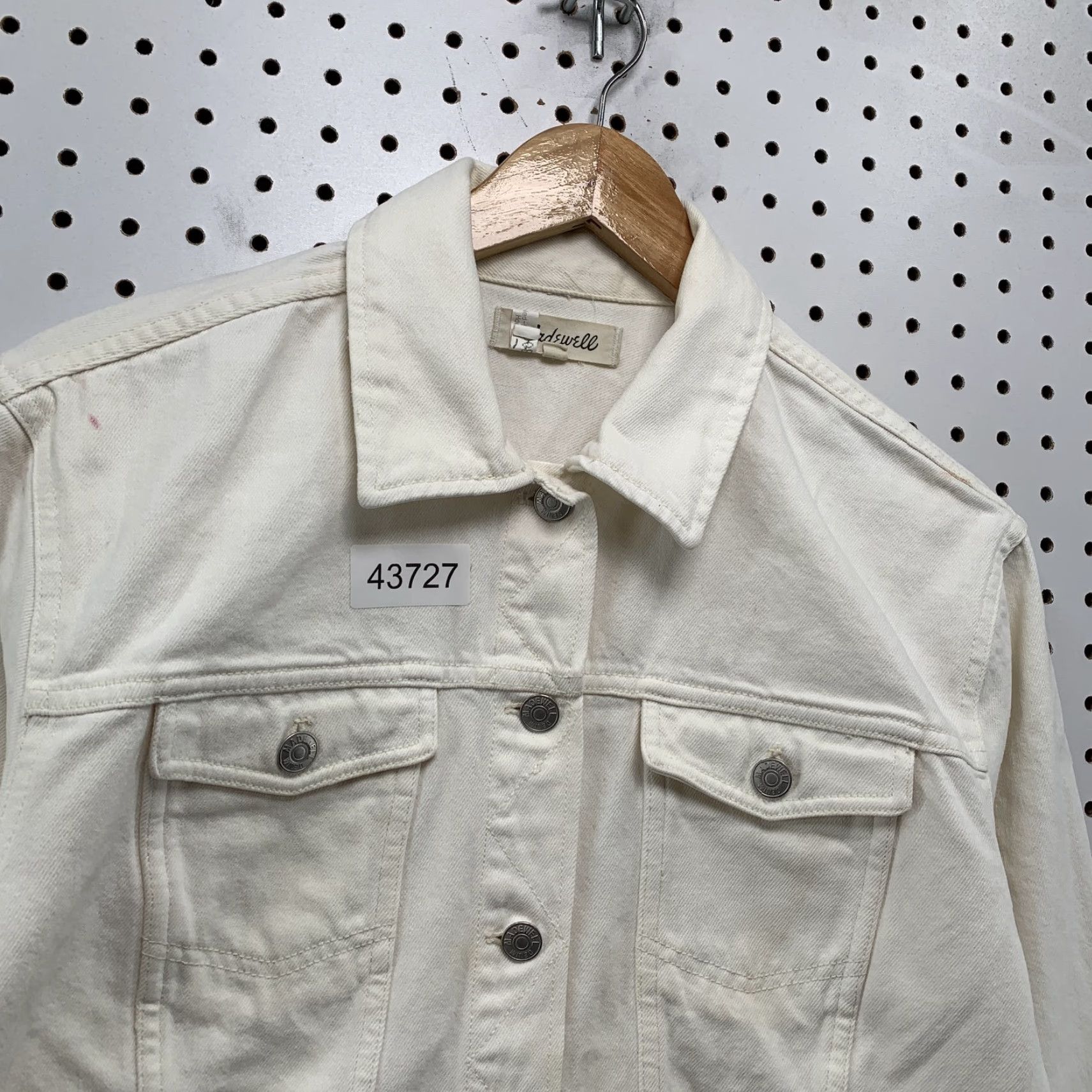 Madewell Madewell White Denim Trucker Jacket Medium Womens Casual Collared Short Sleeve Size M / US 6-8 / IT 42-44 - 4 Thumbnail