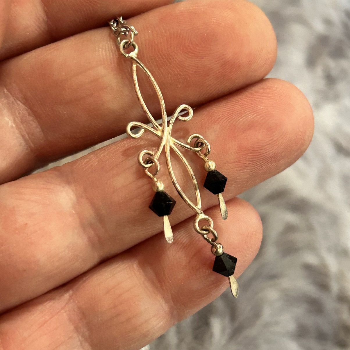 Vintage Vintage black crystal bicone chandelier pendant necklace Size ONE SIZE - 1 Thumbnail