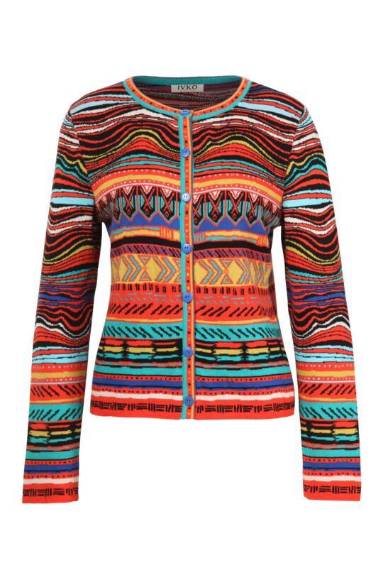 Coogi IVKO Button Cardigan Colorful Knit Ethnic Pattern Sweater Size S / US 4 / IT 40 - 1 Thumbnail