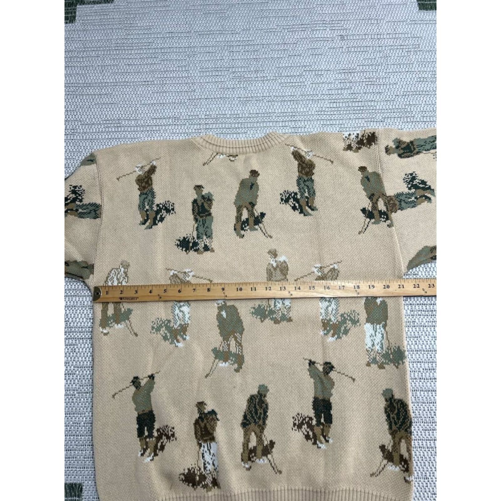Gloverall VINTAGE Harry Rosen Sweater Mens L Beige All Over Print Crew Neck Pullover Casual Fall Winter Knit Outdoor 90s Mens Size US L / EU 52-54 / 3 - 5 Thumbnail