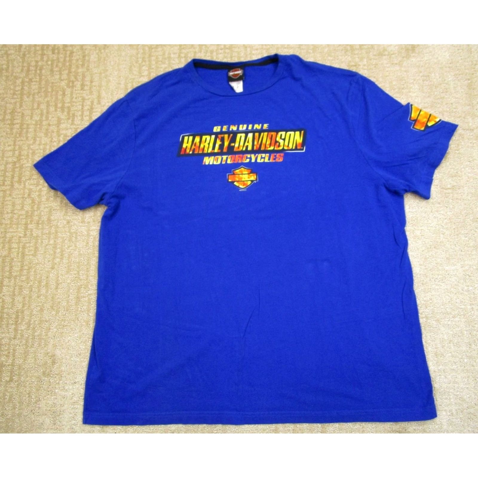 Harley Davidson Harley-Davidson Shirt Men 3XL Blue Texoma USA Biker Motorcycle Flames Graphic T-Shirt Short Sleeve Crew Neck Size US XXL / EU 58 / 5 - 2 Thumbnail