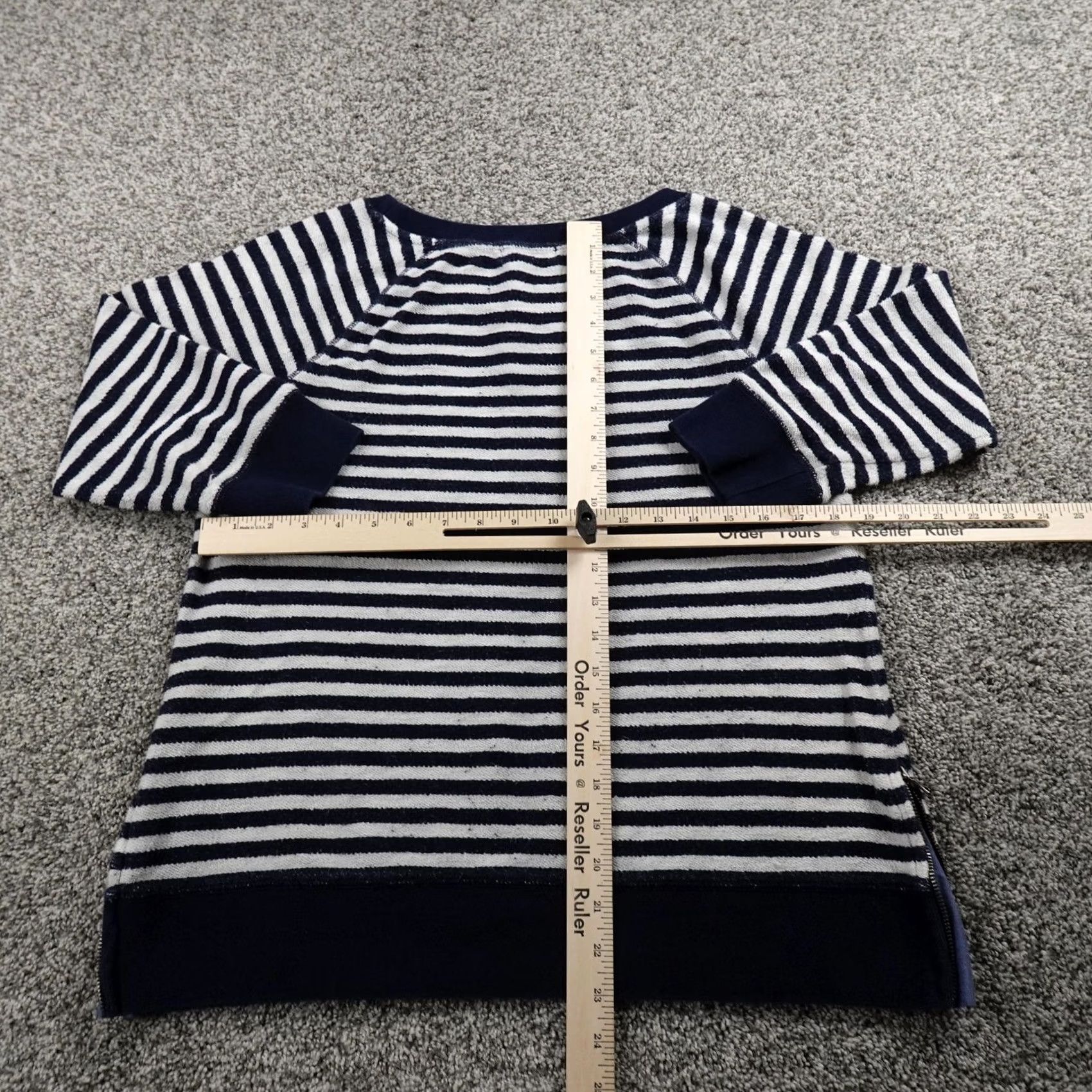 Ralph Lauren Ralph Lauren Sweater Womens L Blue White Stripe Knit Pullover Crew Neck Raglan Sleeve 100% Cotton Striped Knit Size L / US 10 / IT 46 - 6 Thumbnail