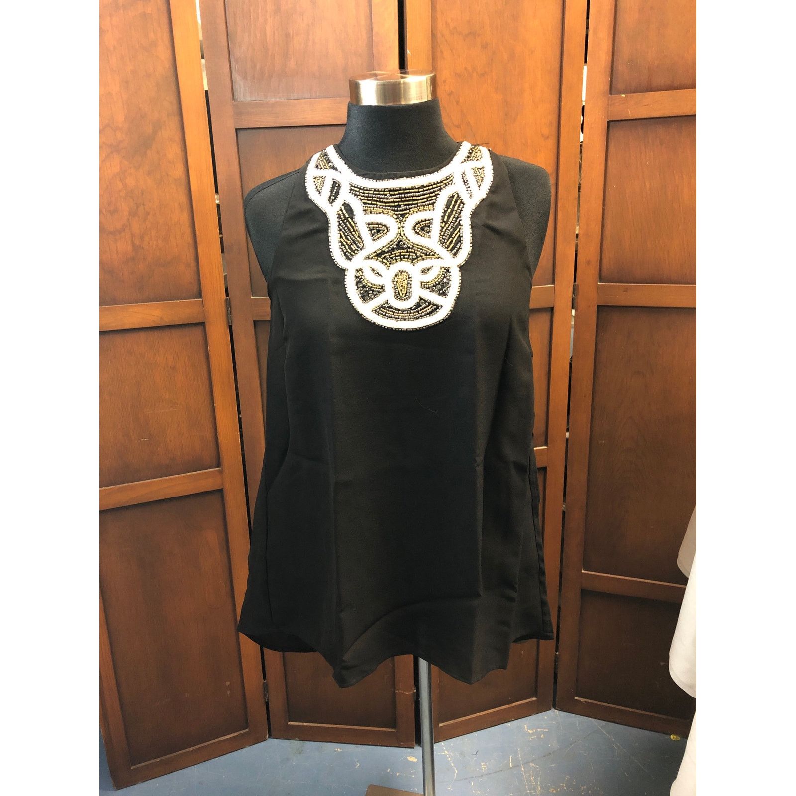 Vince Camuto Women's Vince Camuto Black Beaded Sleeveless Top XS Size XS / US 0-2 / IT 36-38 - 1 Thumbnail