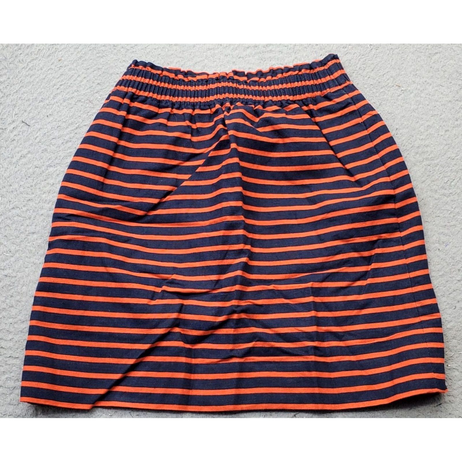 J.Crew J.CREW A-Line Skirt Womens Size 00 Multicolor Striped Linen Lined Elastic Waist Short Skirt Mens Womens Girls Size 24" / US 00 / IT 34 - 2 Thumbnail