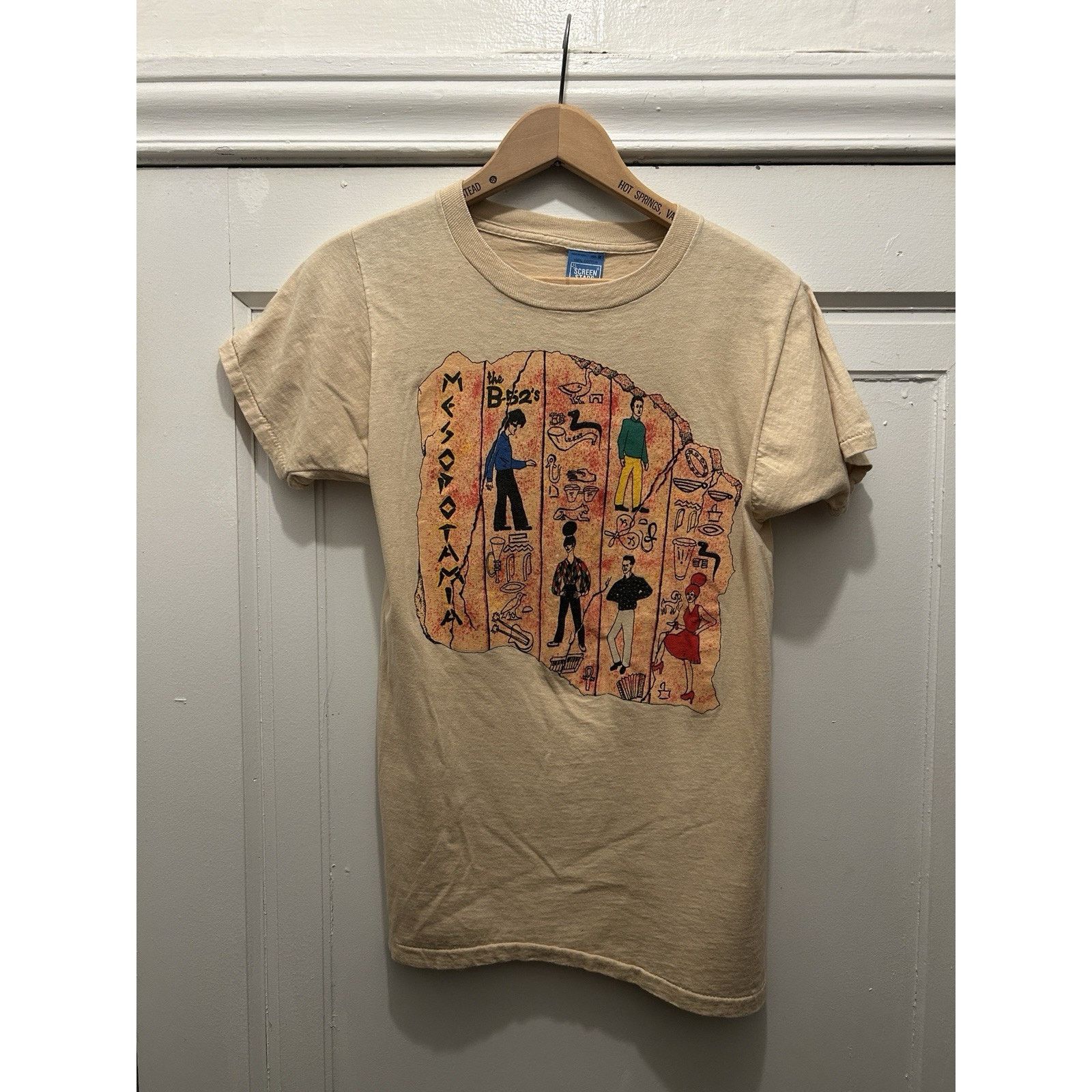 Vintage The B-52s T Shirt Size Medium Screen Stars Beige 80s