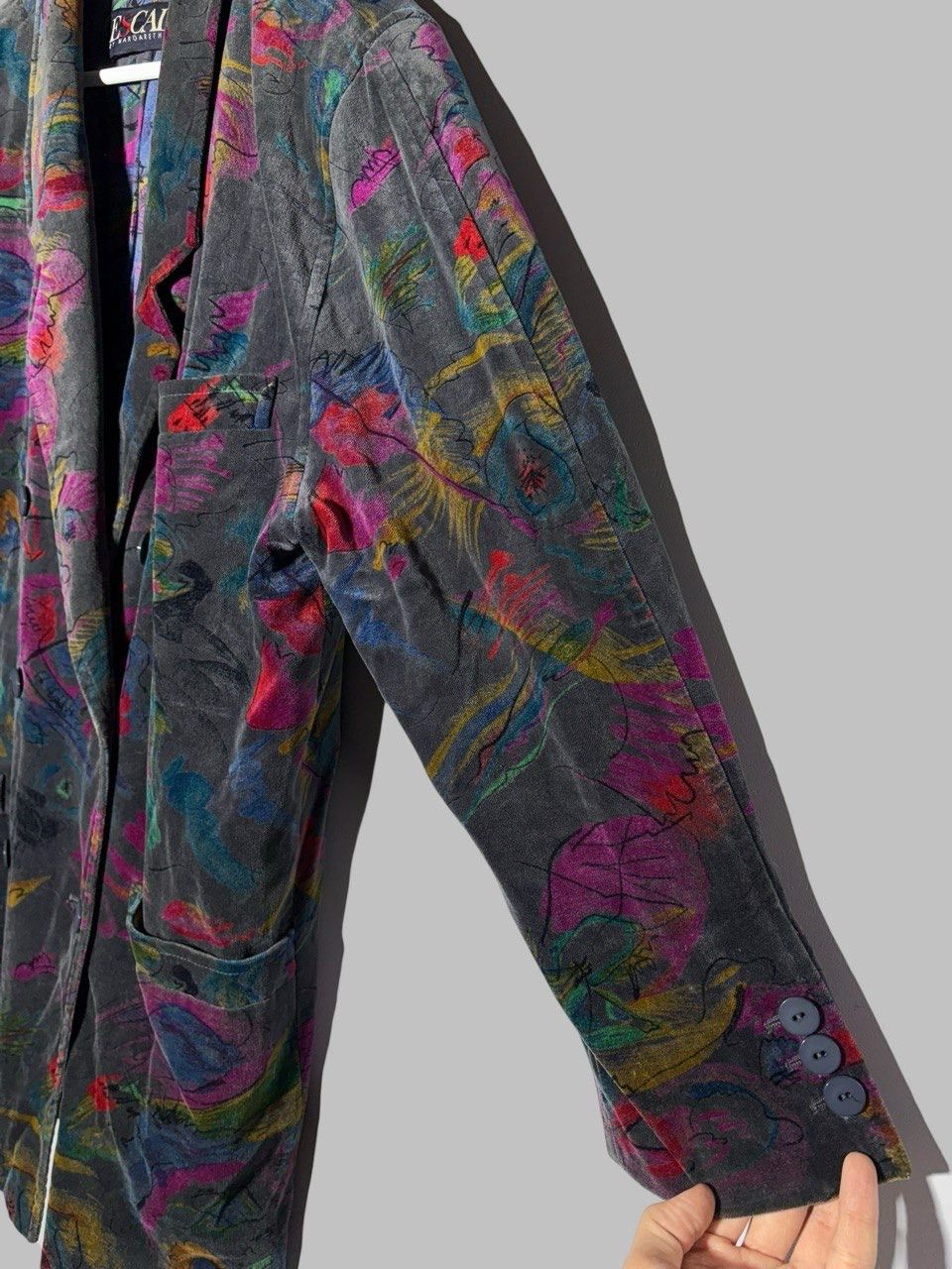 Escada Escada By Margaretha Ley 2-Breasted Abstract AOP Velour Coat Size M / US 6-8 / IT 42-44 - 6 Thumbnail