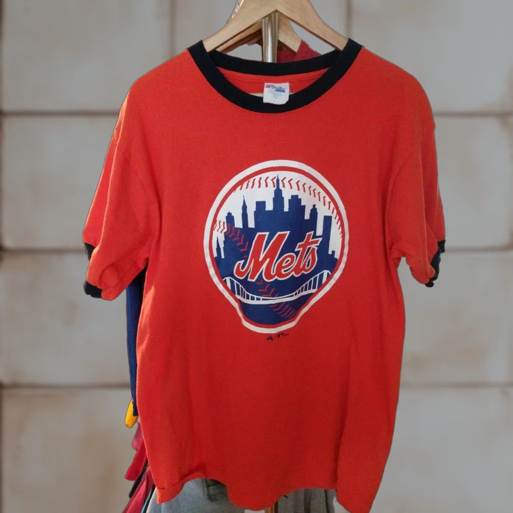 Vintage VINTAGE Majestic NY Mets T Shirt Made In The USA Men's L Orange 2005 Mets USA Mens L Size US L / EU 52-54 / 3 - 1 Thumbnail