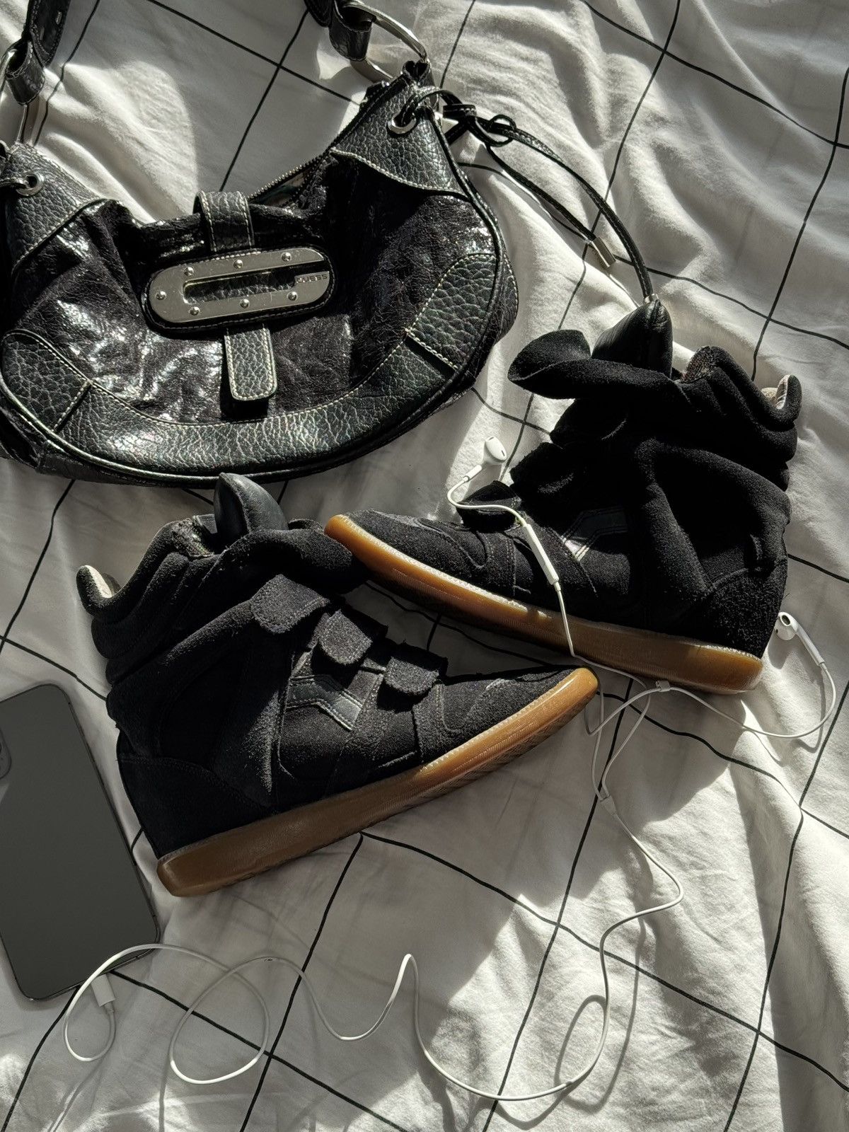 Isabel Marant Isabel Marant Bekett sneakers shoes Washed Black Suede Wedge Size US 6 / IT 36 - 4 Thumbnail