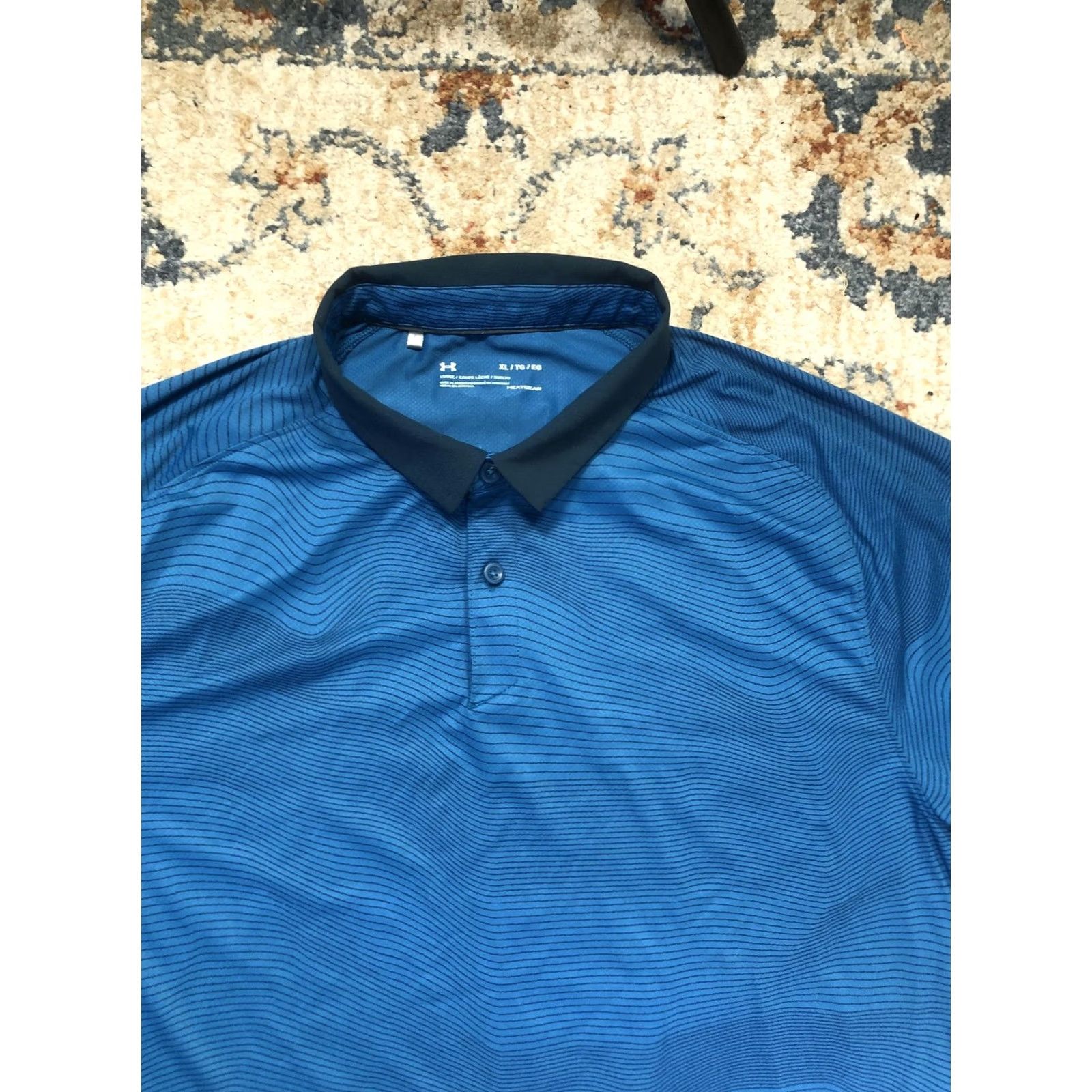 Under Armour Under Armour HeatGear Polo Shirt Mens XL Blue Stripe Short Sleeve Golf Shirt Size US XL / EU 56 / 4 - 2 Thumbnail
