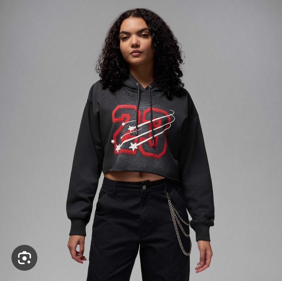 Nike Nike x Air Jordan Cropped Satin Lined Hoodie Size L / US 10 / IT 46 - 3 Thumbnail