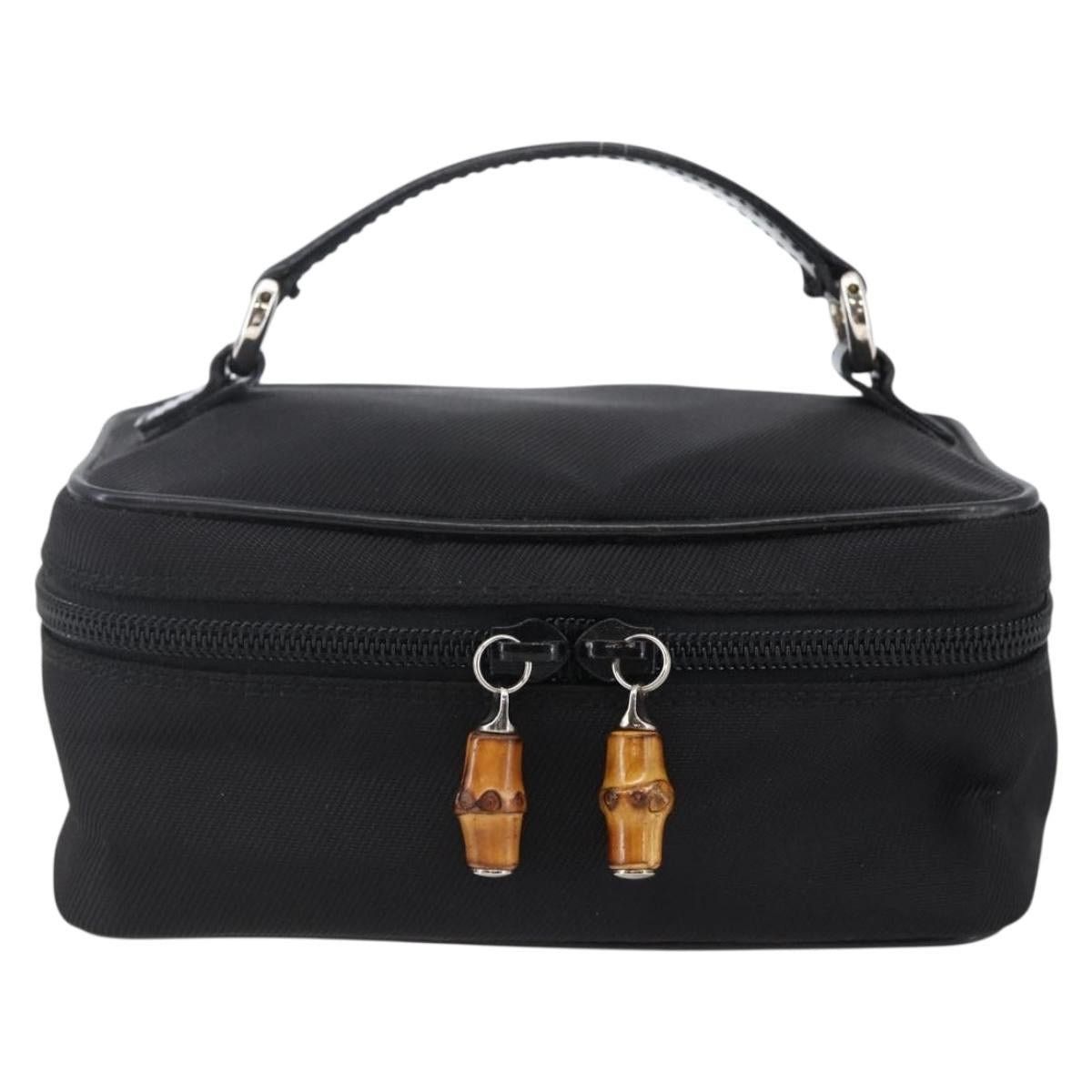 Gucci GUCCI Bamboo Vanity Handbag Nylon Black Silver 032 1956 032 Size ONE SIZE - 2 Thumbnail