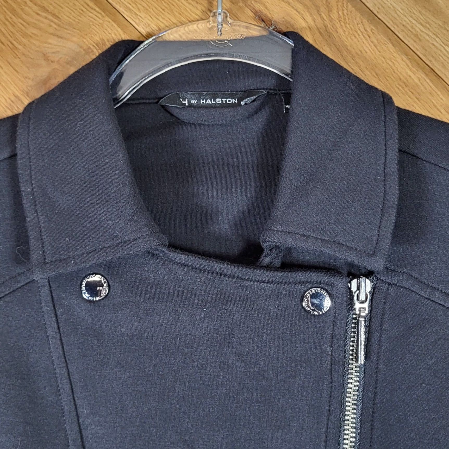 Vintage H By Halston Black Moto Jacket Size 8 Asymmetrical Zip Womens Outerwear Jacket Size M / US 6-8 / IT 42-44 - 2 Thumbnail