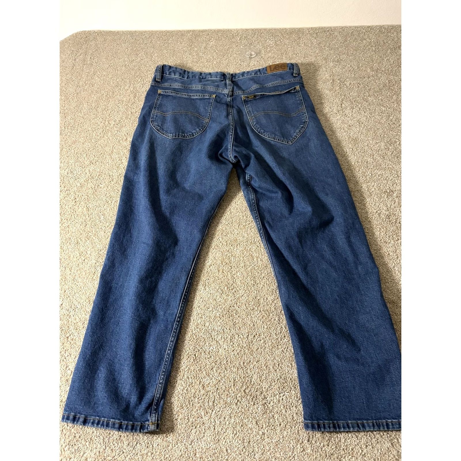 Lee Lee Jeans Womens 14 Blue Medium Wash Straight Classic Fit Stretch Denim 38x26 Size 36" / US 14 / IT 50 - 6 Thumbnail