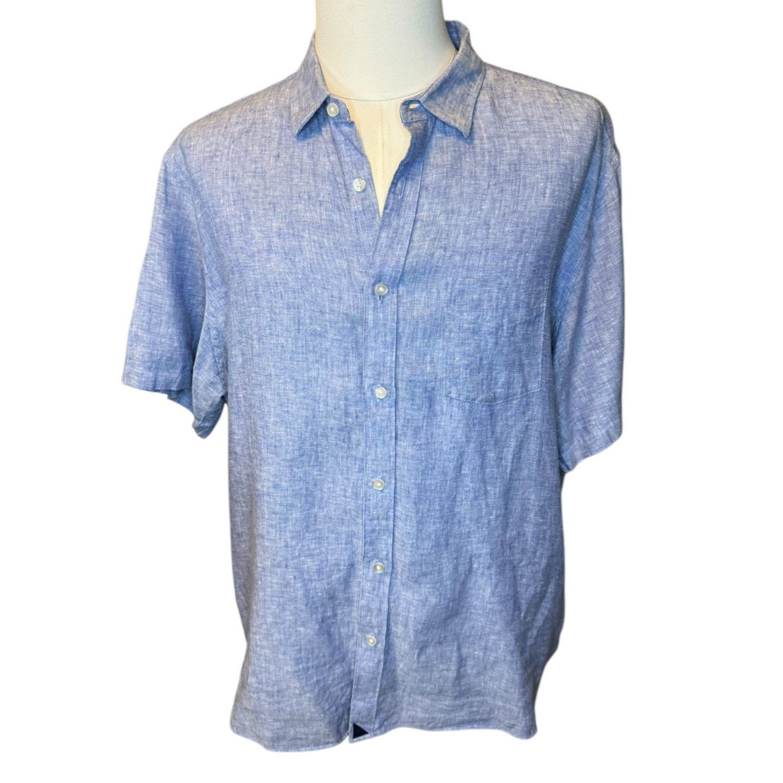 UNTUCKit UNTUCKit Valente Linen Short Sleeve Button Up Shirt Blue Size US XXL / EU 58 / 5 - 1 Thumbnail