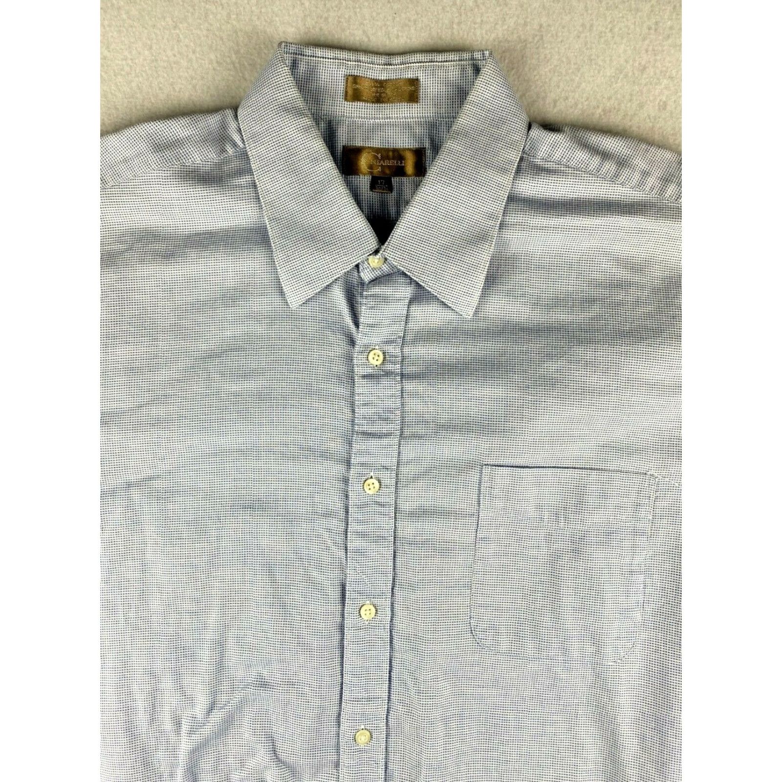 Schiaparelli Chiarelli Button Up Shirt Mens 17 34/35 Blue Long Sleeve Checkered Shirt Size US XL / EU 56 / 4 - 2 Thumbnail