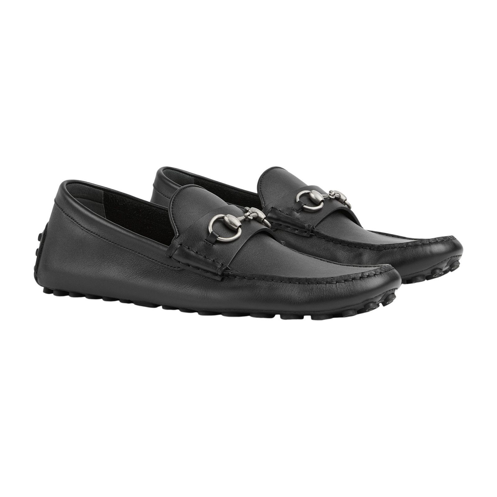 GUCCI Driver $895 Men's Black Leather With Horsebit Loafers