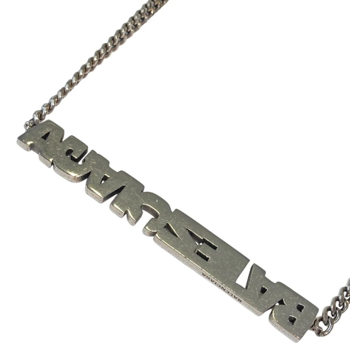 Balenciaga SS22 Typo Logo .925 Silver Necklace Size ONE SIZE - 4 Thumbnail