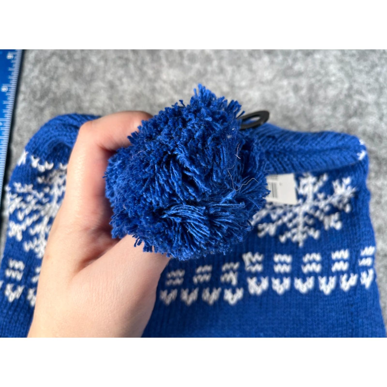 Vintage Juncture Beanie Toque Adult One Size Blue Knit Polyester Fair Isle Pom Ski NEW Size ONE SIZE - 4 Thumbnail