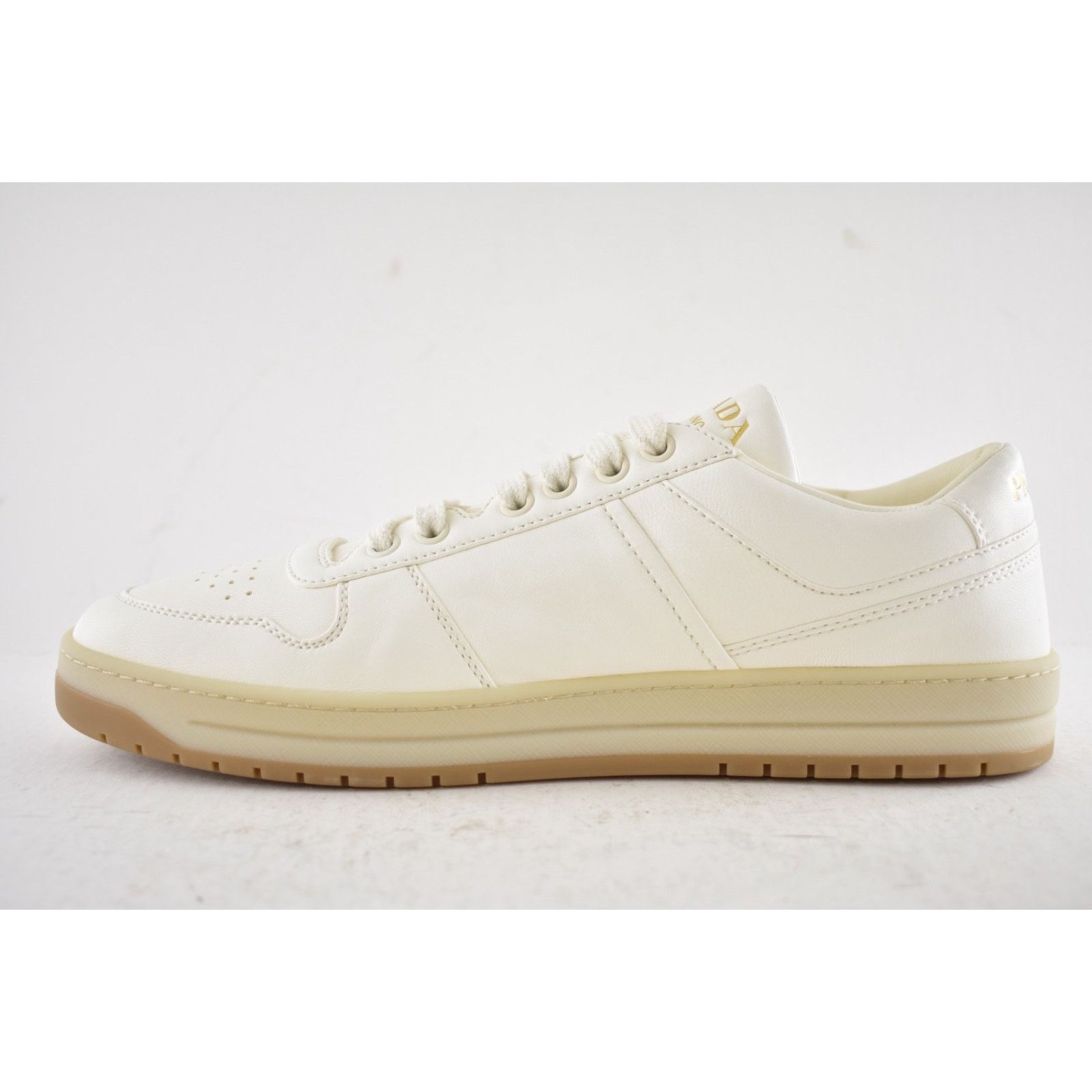 Prada Prada Downtown Leather Gold Logo Flat Low Top Sneaker 41 Size US 11 / IT 41 - 14 Thumbnail