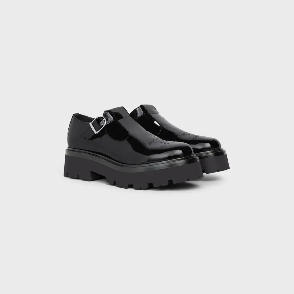 Celine o1bcso1str0724 Triomphe Perforated Patent Calfskin Black Size US 8 / IT 38 - 3 Thumbnail