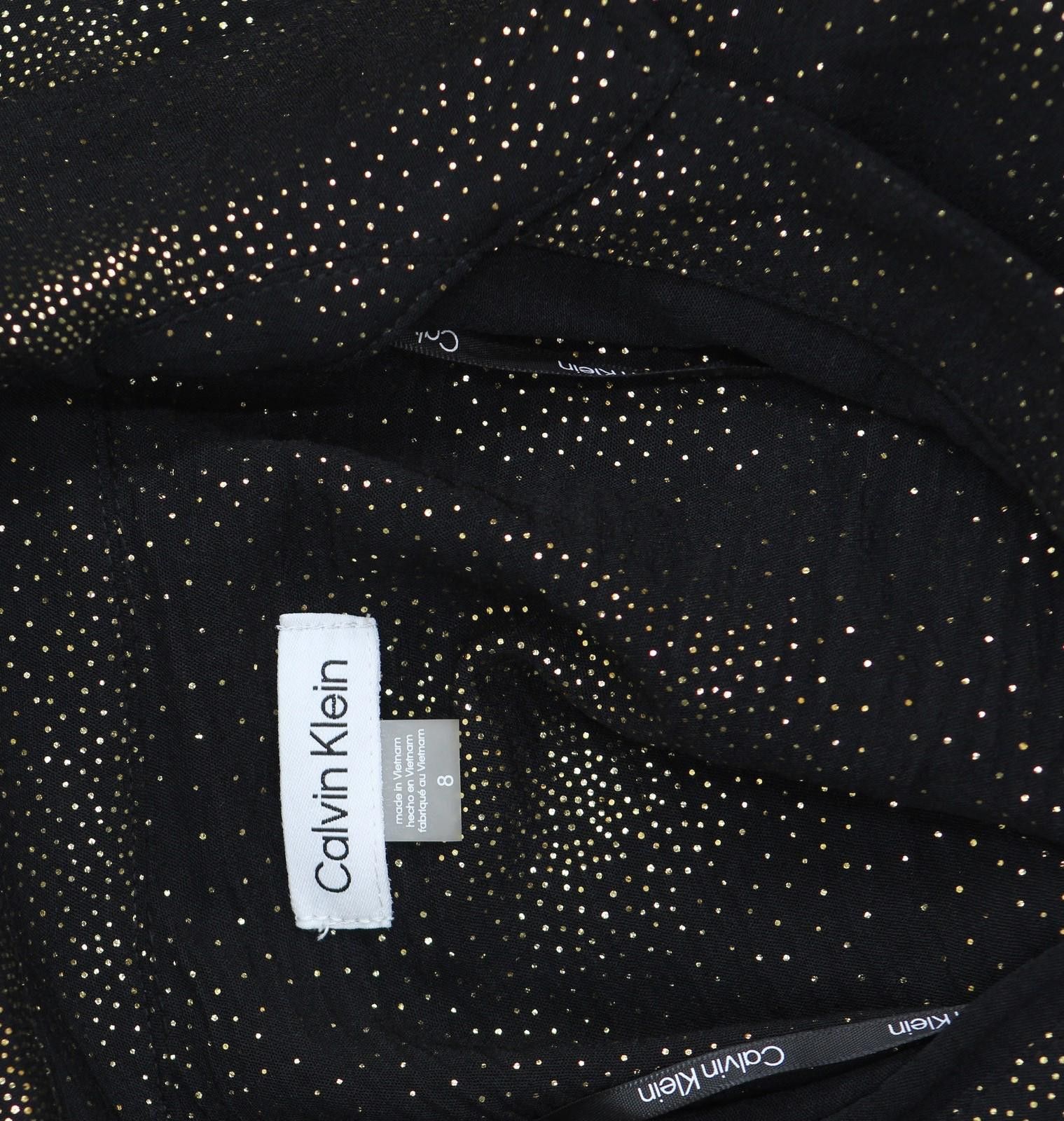 Nwt Calvin Klein Midi Button Cuff Dress Black / Gold 8 - trueticket.mx