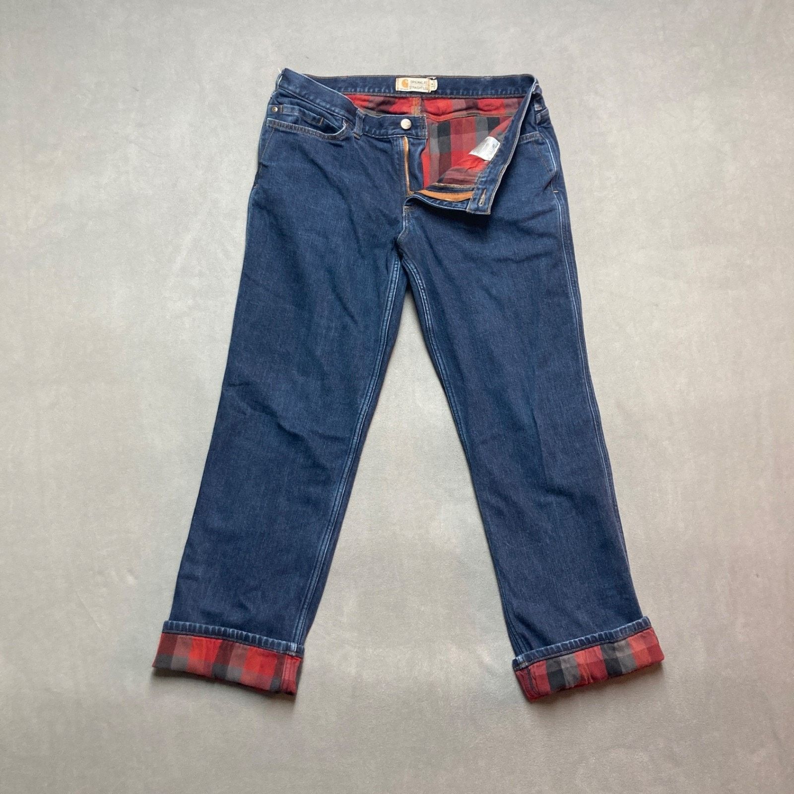 Carhartt Carhartt Plaid Flannel Lined Jeans Womens 14 Straight Leg Size 36" / US 14 / IT 50 - 1 Thumbnail
