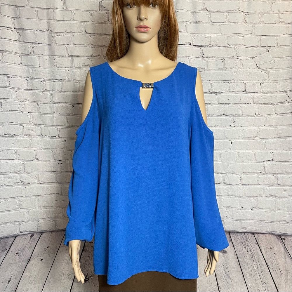 Other Zac & Rachel Blue Cold Shoulder Long Sleeve Top Size XL Size XL / US 12-14 / IT 48-50 - 1 Thumbnail