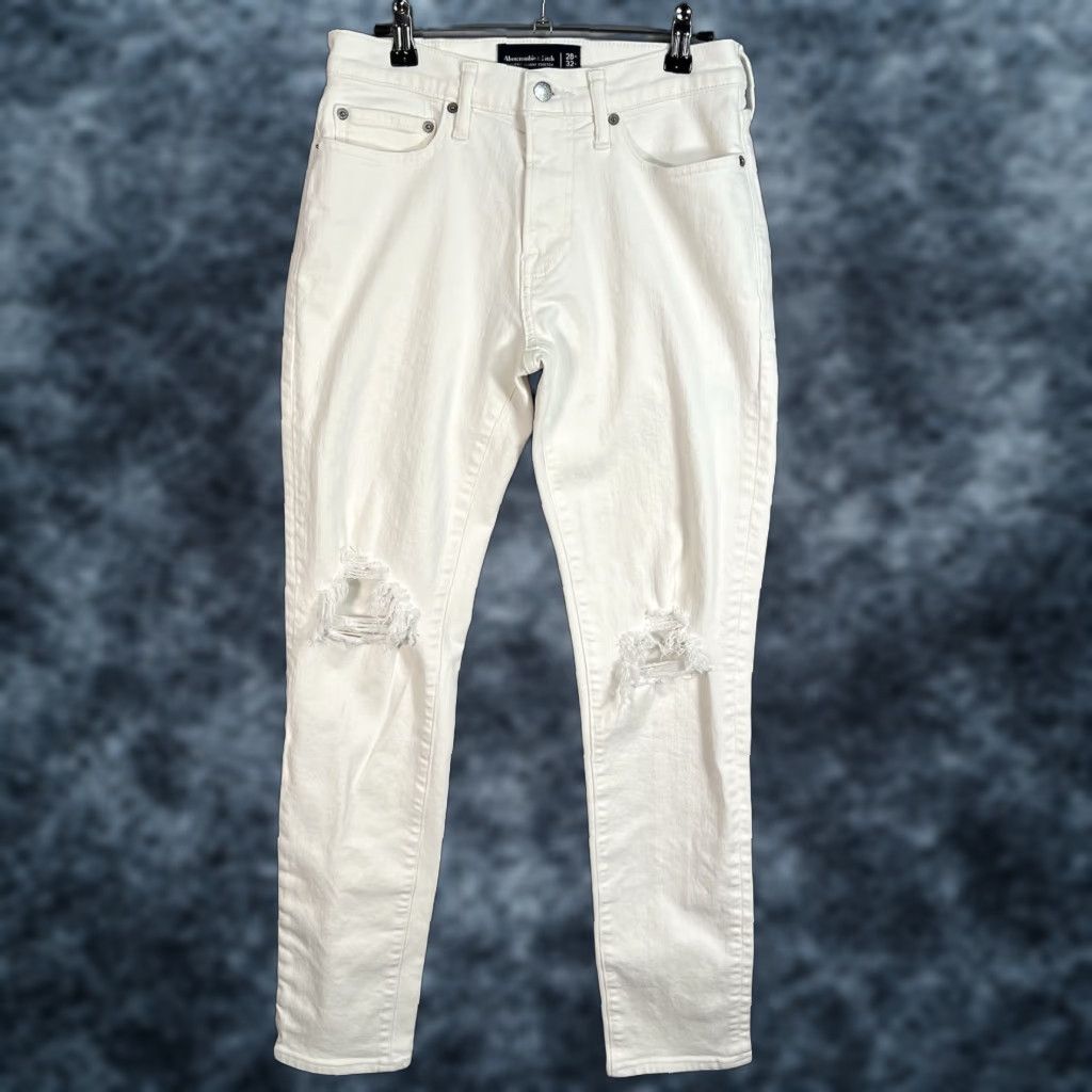 Abercrombie & Fitch VINTAGE Abercrombie & Fitch Skinny Stretch Jeans Womens Size 28 x 30 Cotton Blend Denim White 2000s Size 28" / US 6 / IT 42 - 1 Thumbnail