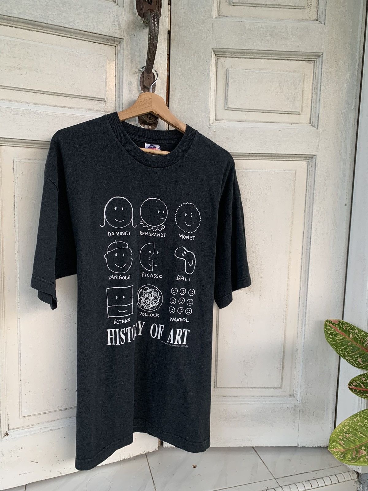 image of Andy Warhol x Art Vintage 1991 History Ofart Warhol Picasso Monet Davinci Dali in Black (Size XL)