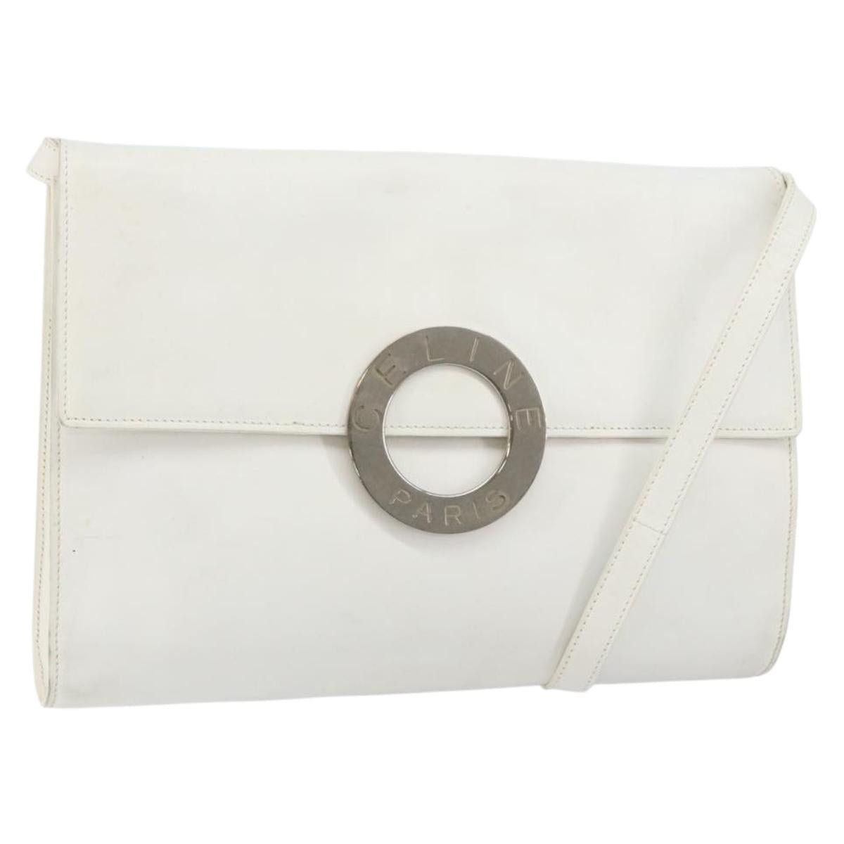 Celine CELINE Shoulder Bag Leather White Silver Size ONE SIZE - 1 Thumbnail