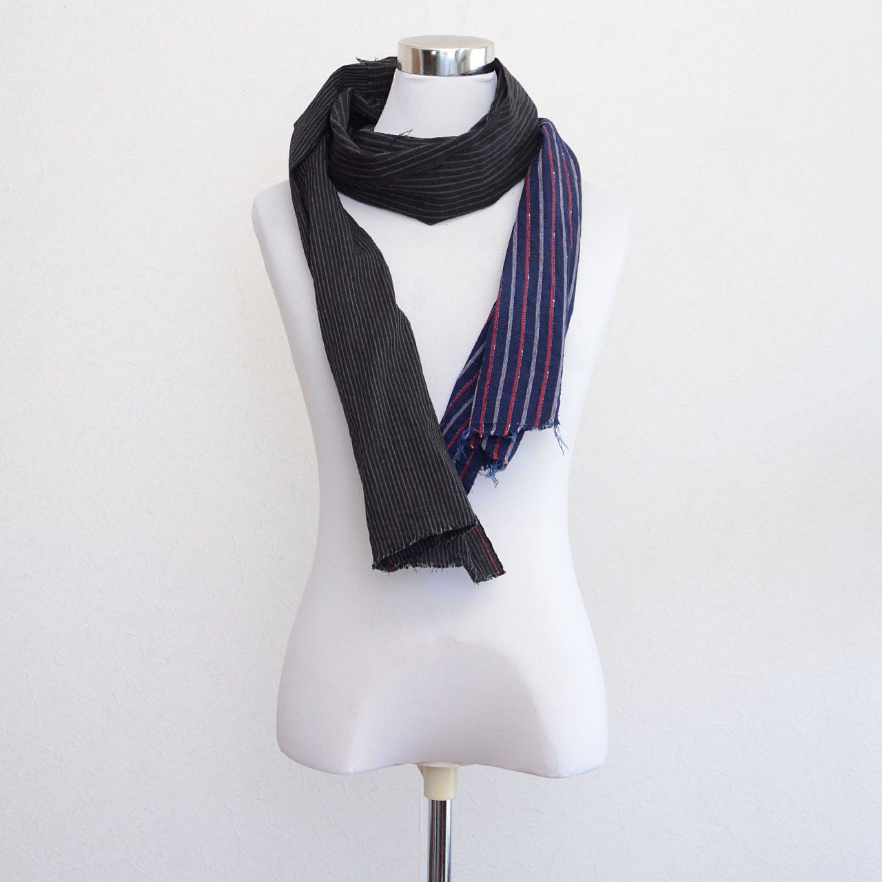 Other Vintage Japanese Cotton Patchwork Stole Stripe Hand Stitched Size ONE SIZE - 4 Thumbnail