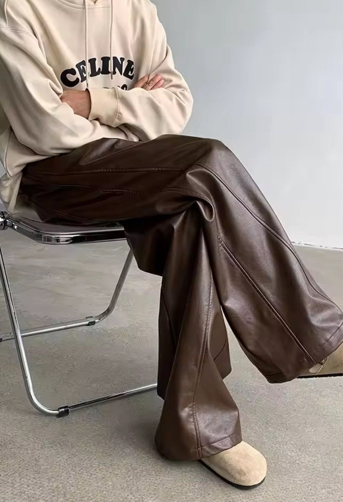 Jean PU Leather Wide-Leg Pants | Vintage-Inspired Size US 29 - 5 Thumbnail