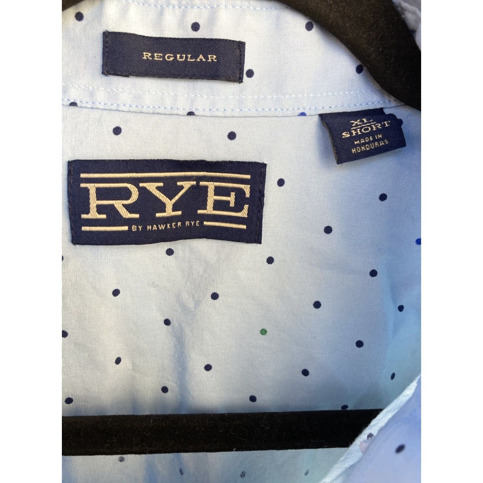 Vintage Hawker Rye Button-Up Shirt Blue Polka Dot XL Short Regular Fit Mens Size US XL / EU 56 / 4 - 2 Thumbnail