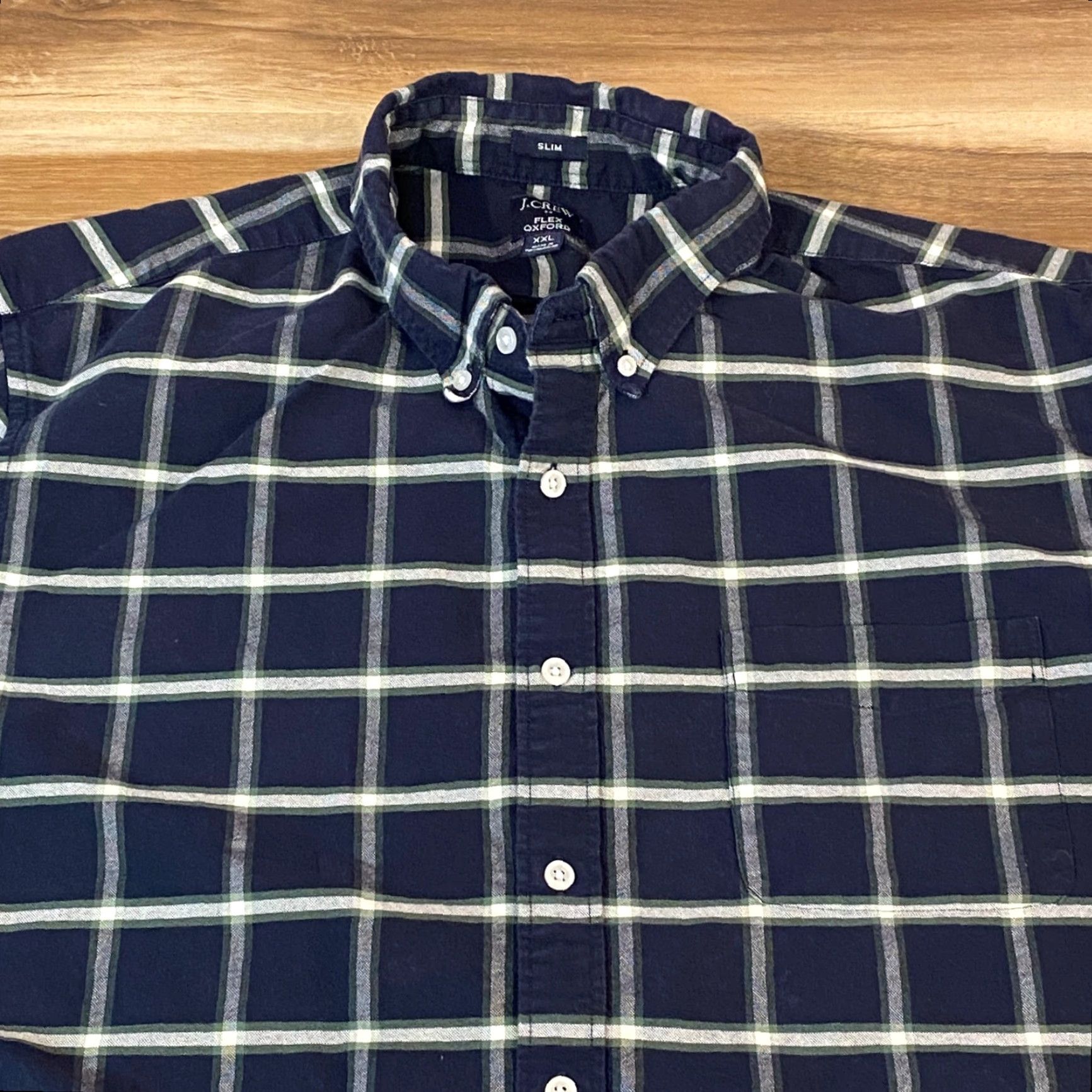 J.Crew J. Crew Oxford Shirt Mens XXL Slim Navy Plaid Button-Down OCBD Size US XXL / EU 58 / 5 - 2 Thumbnail