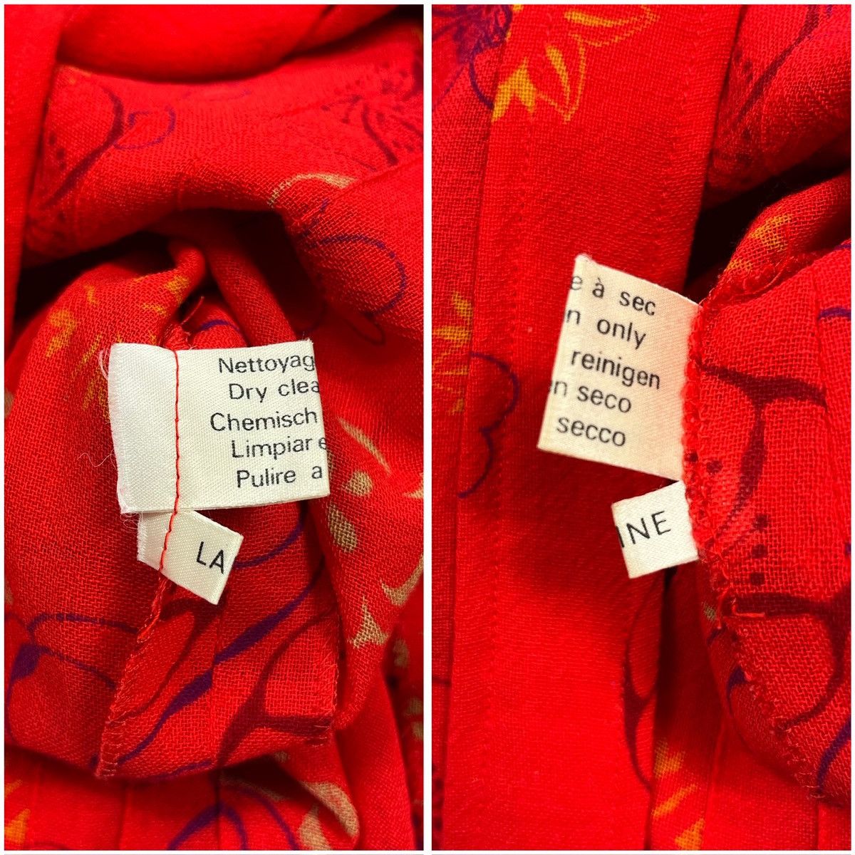 Celine Vintage 80s CELINE Paris Skirt Suit Red Floral Wool Size 40 Size M / US 6-8 / IT 42-44 - 13 Thumbnail
