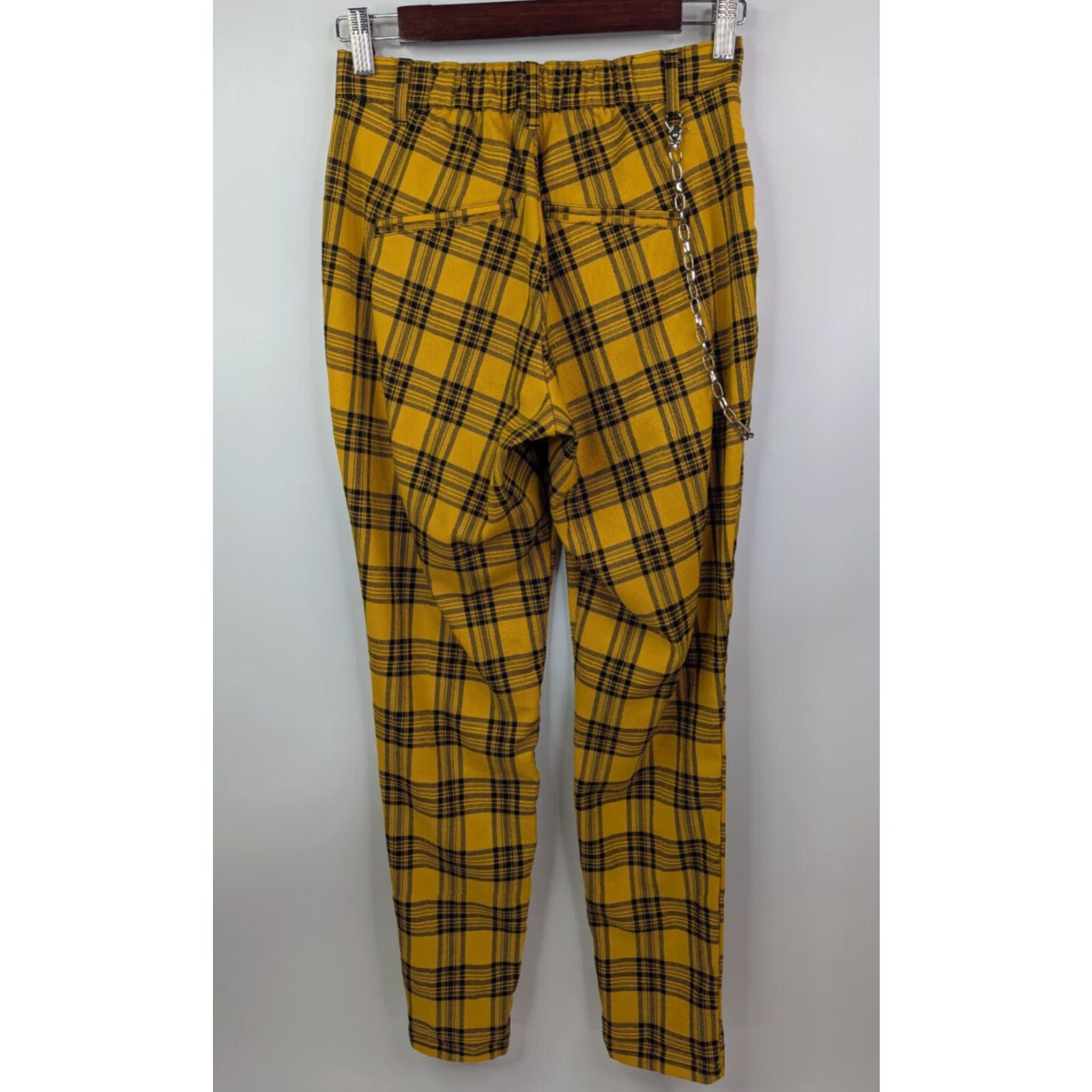 Hot Topic Hot Topic Pants Women XS Hi Rise Yellow Plaid w/ Chain Punk Goth Y2k Grunge Emo 90s Size 26" / US 2 / IT 38 - 3 Thumbnail