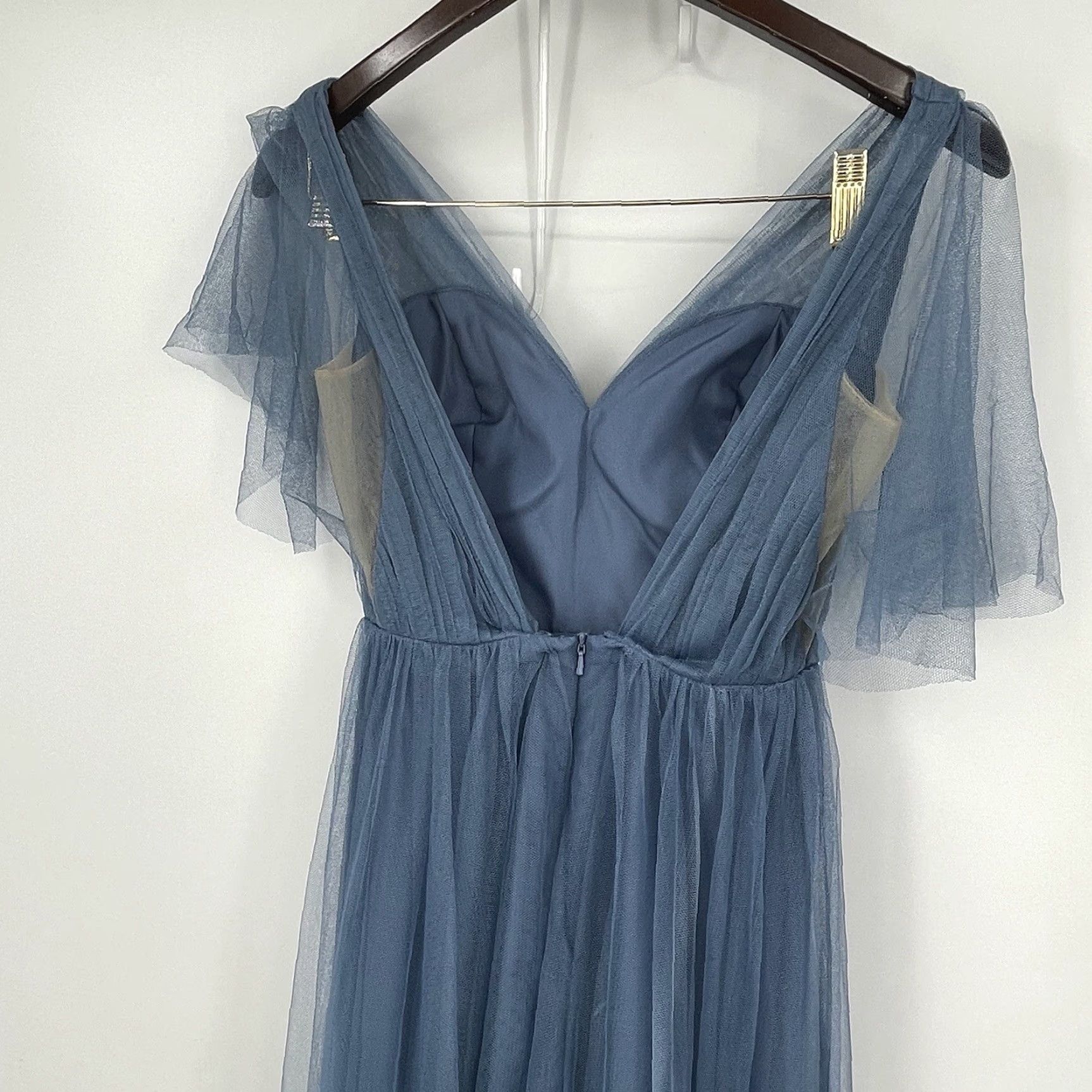 Vintage Revelry Dress Womens 0 Blue Thea Tulle Bridesmaids Wedding Back Zip Short Sleeve Dress Womens 0 Blue Thea Tulle Bridesmaids Wedding Size XS / US 0-2 / IT 36-38 - 3 Thumbnail