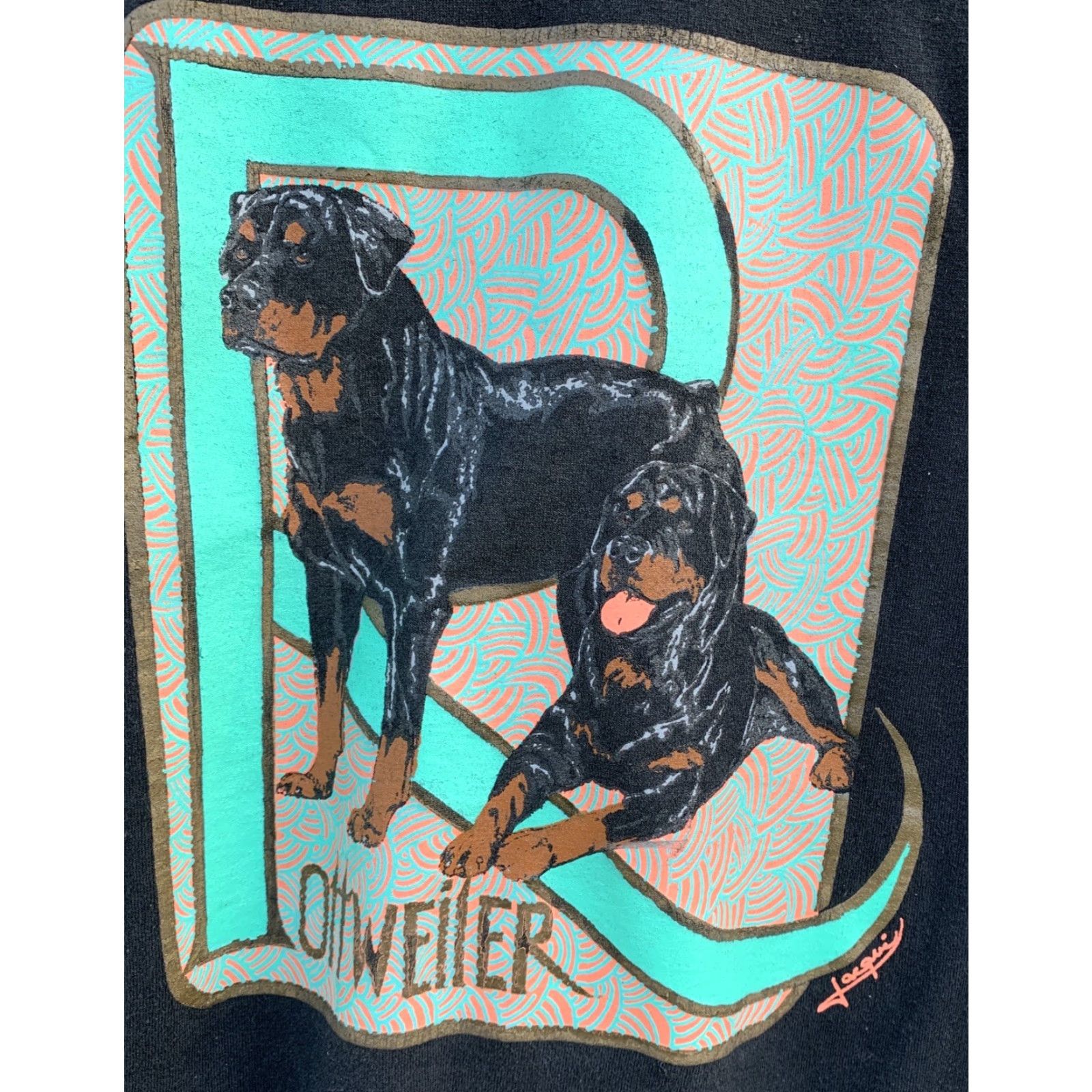 Cottweiler VINTAGE Rottweiler Dog T Shirt 90s 1990s Hanes Heavyweight 50/50 Mens L Black Short Sleeve Crew Neck Dog Graphic Print Clothing Size US L / EU 52-54 / 3 - 7 Thumbnail