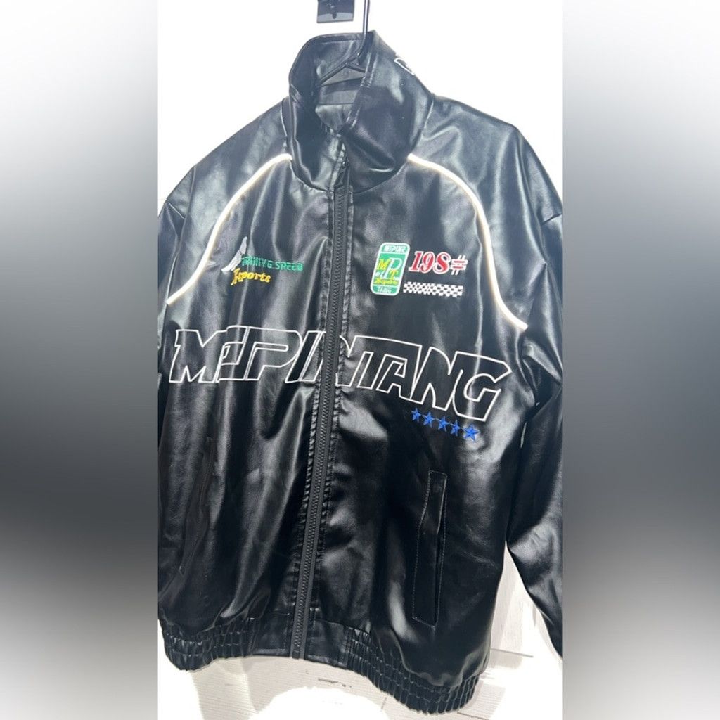 The Unbranded Brand Leather Black Racing Style Men's Jacket Size US M / EU 48-50 / 2 - 2 Thumbnail