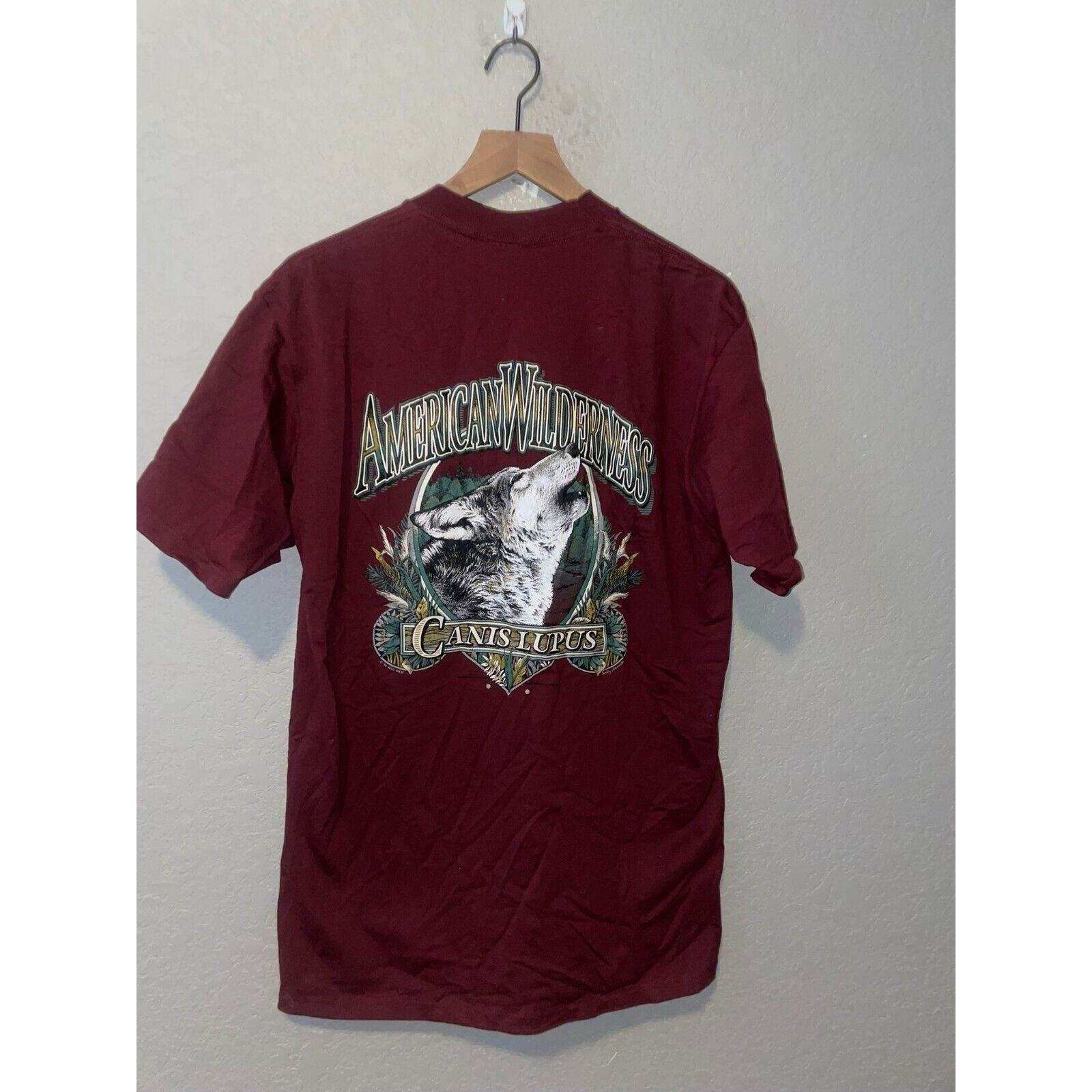 Jerzees Vintage Wolf Shirt Great Smokies Wilderness Red Tee VTG 90s Size US L / EU 52-54 / 3 - 6 Thumbnail
