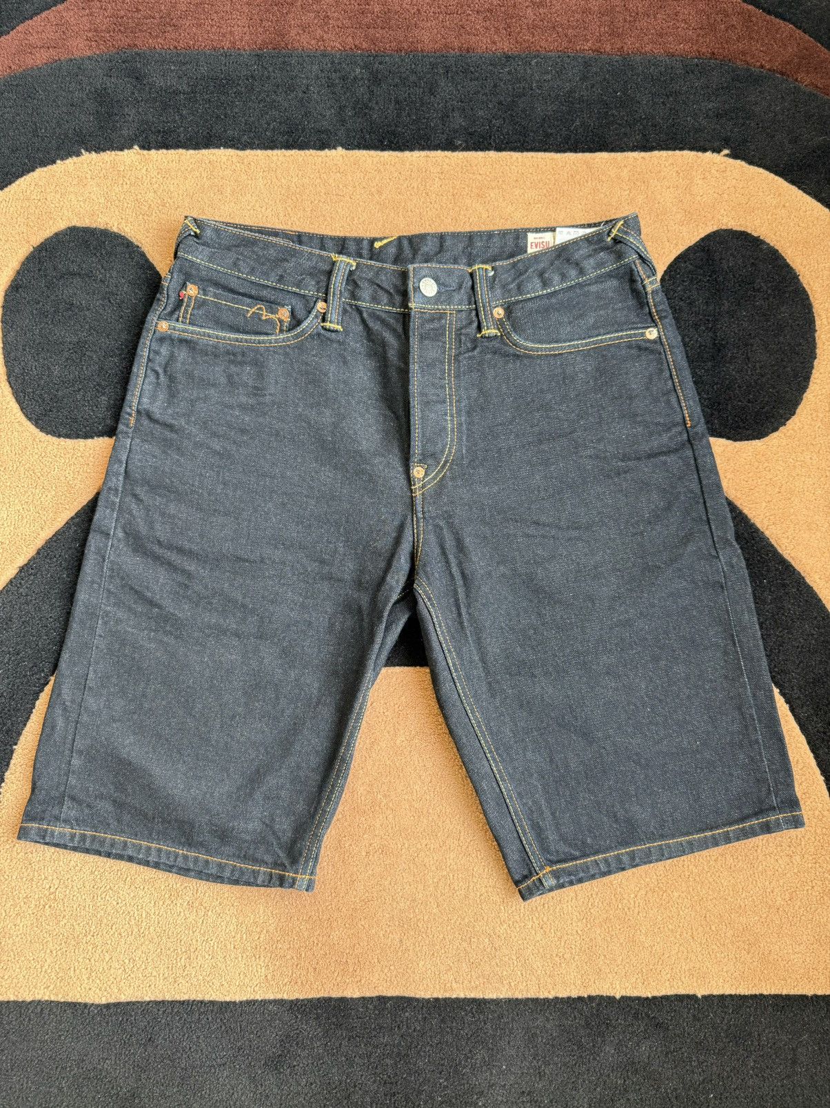 Evisu EVISU golden paint daicock denim shorts！size：32 Size US 32 / EU 48 - 2 Thumbnail