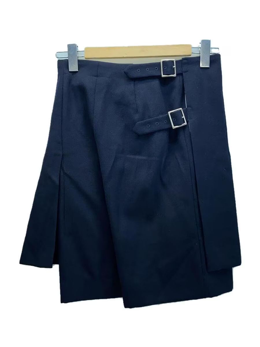 image of Comme Des Garcons Reconstructed Pleated Wrap Belt Wool Skirt in Black, Women's (Size 29)